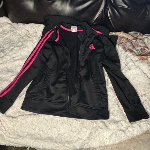 Adidas “little girls” pink stripe tracksuit - Picture 1 of 3